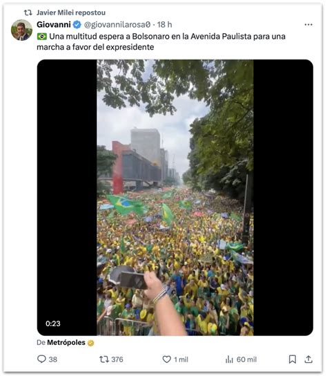 Milei Compartilha Publica Es Em Apoio Ao Ato De Bolsonaro Em Sp