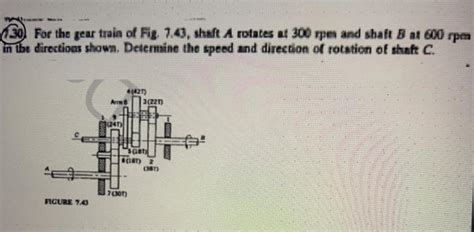 Solved 30 For The Gear Train Of Fig 7 43 Shaft A Rotates Chegg