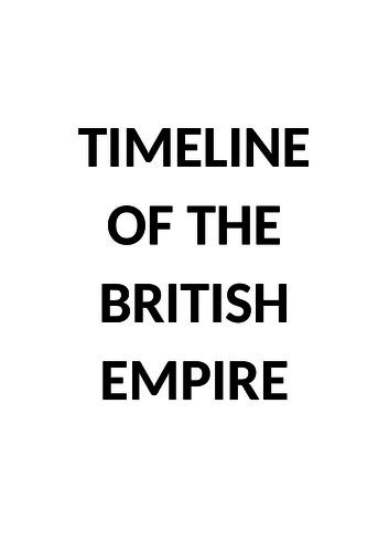 Timeline of the British Empire 1857-1967 | Teaching Resources