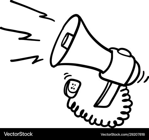 Hand drawn megaphone with doodle cartoon style Vector Image