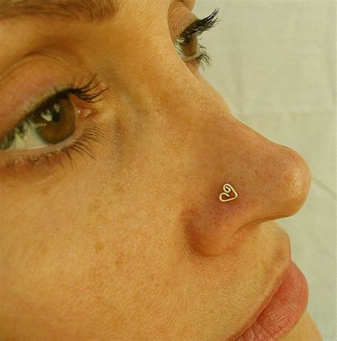 Gold Heart Nose Stud Spiral Heart Nose Ring Gold Nose Ring Etsy