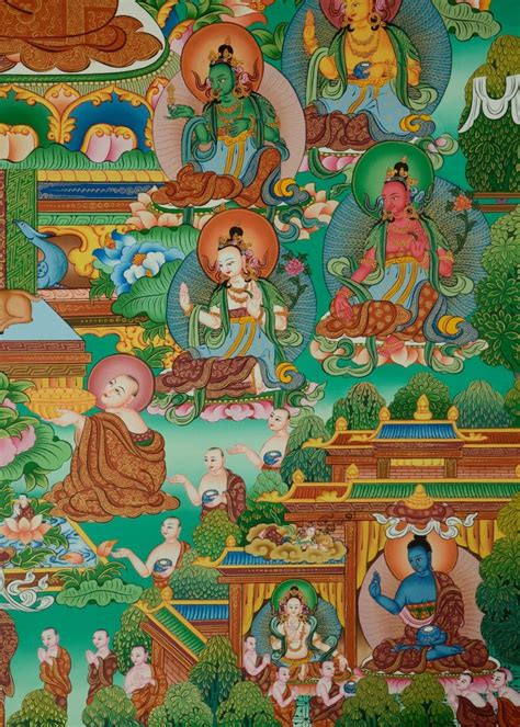 Amitabha Buddha Thangka At Sukhavati Known As The Pure Land