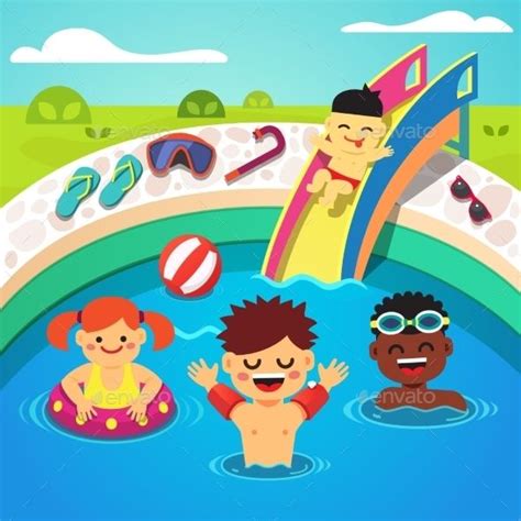 Kids Having a Pool Party | Drawing for kids, Fun nursery, Easy drawings for kids