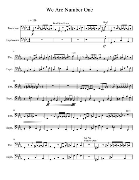 We Are Number One! Sheet music for Trombone, Euphonium (Brass Duet ...