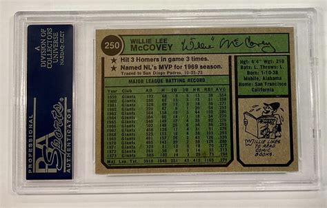 Topps Willie Mccovey Hof Psa Nm Mt Washington