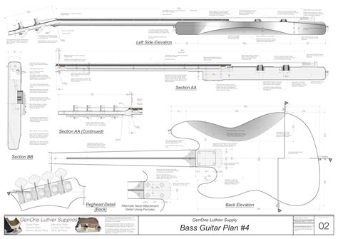 Solid Body Electric Bass Guitar Plan 4 Genone Luthier Services