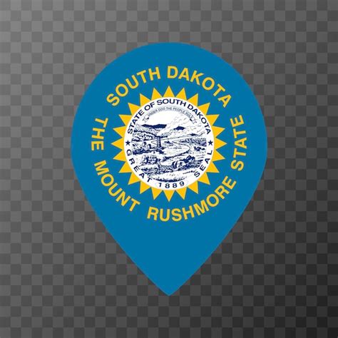 Premium Vector Map Pointer With Flag South Dakota State Vector