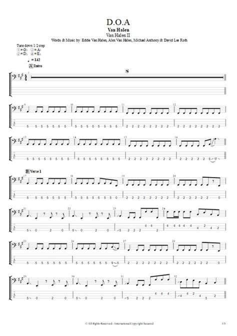 Tablature D O A De Van Halen Guitar Pro Guitare Basse Et Piste D