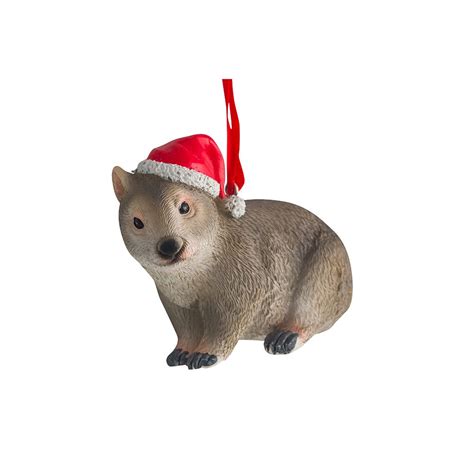 Christmas Wombat With Santa Hat Ornament 8cm Elf Christmas