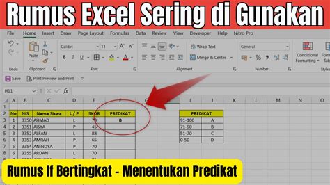 Belajar Cara Menggunakan Rumus If Bertingkat Di Excel Youtube