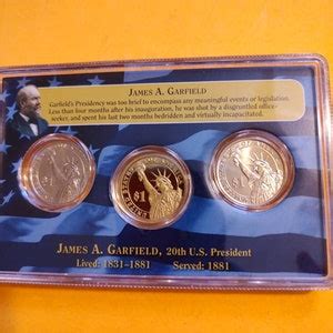 James A Garfield 3 Coin Dollar Set First Day of Issue Proof and ...