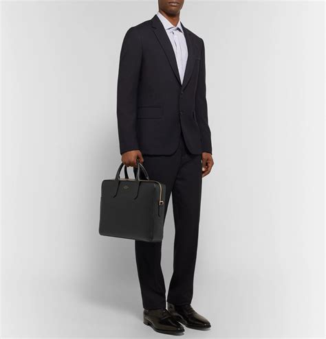 Smythson Panama Cross Grain Leather Briefcase Black Smythson