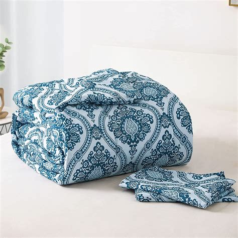 Exclusivo Mezcla 3 Piece Modern Boho Damask King Comforter Set Microfiber Bedding For All