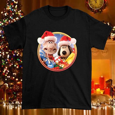 Classic Wallace And Gromit Christmas Black All Size Shirt Om