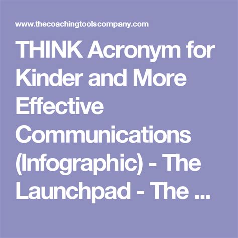 Think Acronym For Kinder And More Effective Communications Infographic