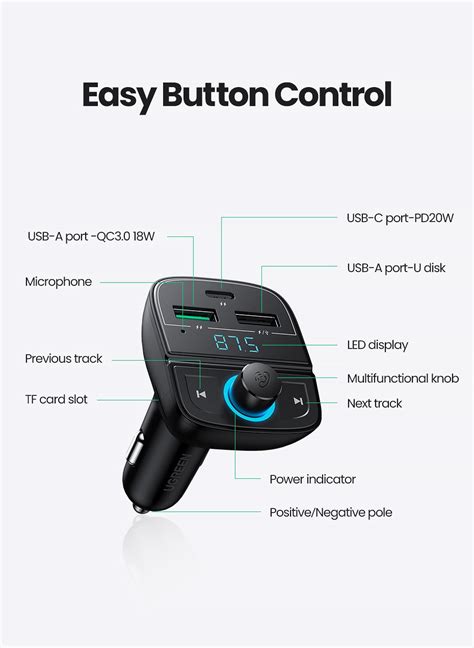 Transmisor Fm Bluetooth Cargador Auto Usb Tipo C Ugreen Better Things