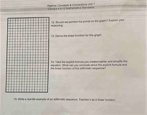 Solved Algebra Concepts Connections Unit Georgia S K