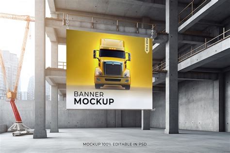 Premium PSD Psd Construction Banner Mockup