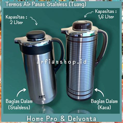 Jual Termos Air Panas Stainless 2 Liter 1 6 Liter Delvonta HomePro