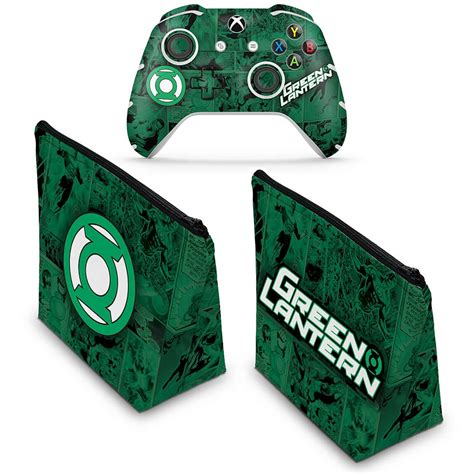 Kit Capa Case E Skin Xbox One Slim X Controle Lanterna Verde Comics