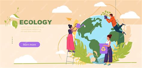 Premium Vector People Take Care About Planet Ecology Landing Page Protect Nature And Ecology