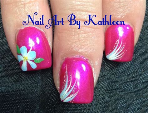 Tropical Flower Nail Art | Tropical flower nails, Flower nails, Beach nails