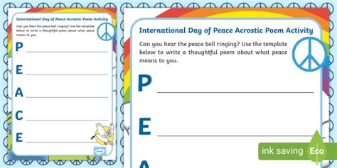 Peace Day Poem Activity - International Day of Peace