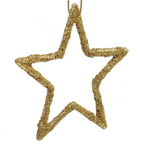 Floristik Ch Weihnachtsdeko Stern Anh Nger Golden Glitter Cm St