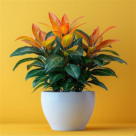 Premium Photo Photo Of Indoor Plants Croton Codiaeum Variegatum In A