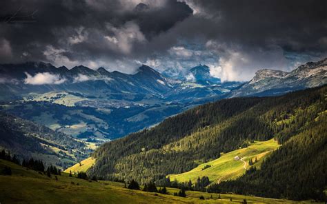 Green And White Mountains Landscape Nature Mountains Forest Hd