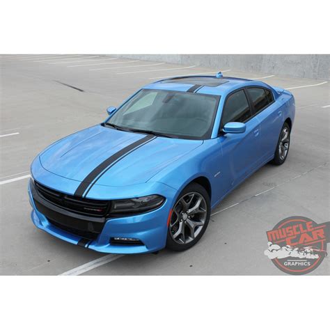 Dodge Charger Euro Rally Offset Racing Stripes Bumper Roof Hood Vinyl Graphics Decal Stripe Kit