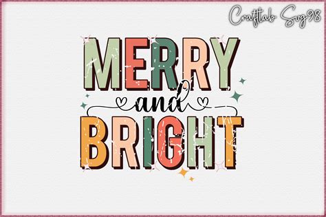 Merry And Bright Retro Christmas Svg Graphic By Craftlab Creative