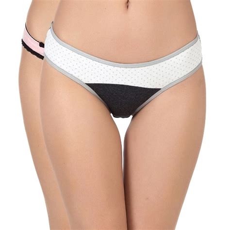 Clovia Pack Of Cotton Low Waist Bikini Panty With Lace Trims Multi