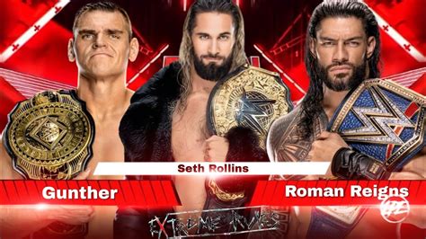 Wwe 2k23 Triple Threat Extreme Rules Match Gunther Vs Seth Rollins Vs Roman Reigns Wwe Raw