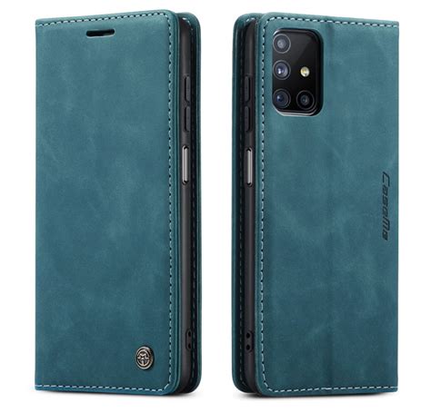 Caseme Samsung Galaxy M Soft Slim Magnetic Flip Leather Wallet Case Blue