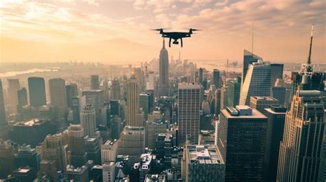 Premium Photo | Drone Aerial View of City With Skyscrapers