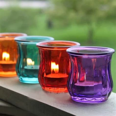 Romantic Color Glass Candle Holder Creative Tealight Candle Cup Party Supplies 4pcslot Sh291 In