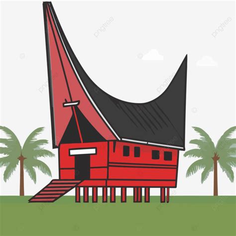 Rumah Adat Padang Minang Vektor Tradisional Rumah Indonesia Png Dan