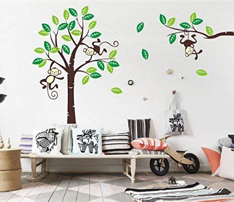 WallStickersDecal Dschungel Wald Tier Affe Auf Bunten Baum Wandtattoo