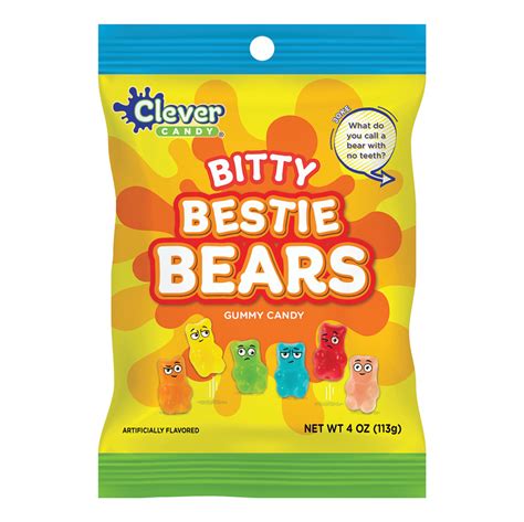 Clever Candy Bitty Bestie Bears 4 oz Peg Bag | Nassau Candy