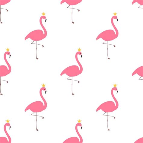 Flamingo Mit Kronenmuster Premium Vektor