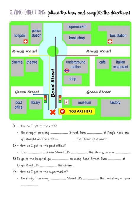 Asking And Giving Directions Exercises For Elementary Englis