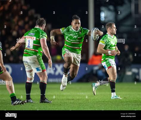 Leicester Tigers Solomone Kata In Action During The Harlequins Vs