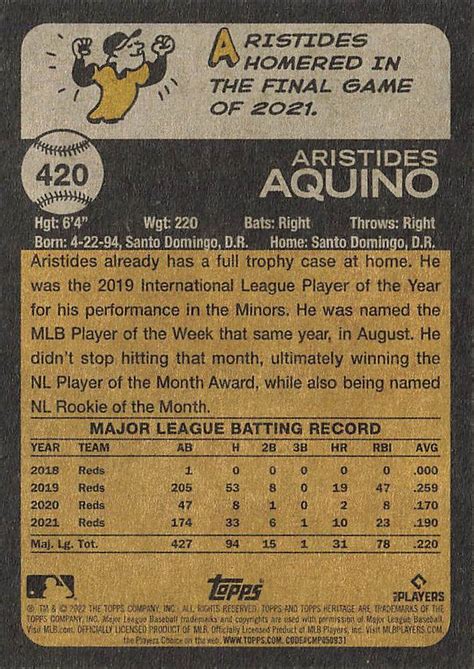 Topps Heritage Aristides Aquino Trading Card Database