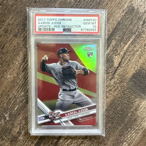 Aaron Judge Topps Chrome Update Red Refractor Psa Ebay