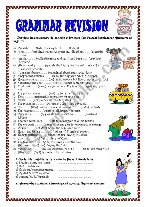 Grammar Revision Esl Worksheet By Mariaah Worksheets Library