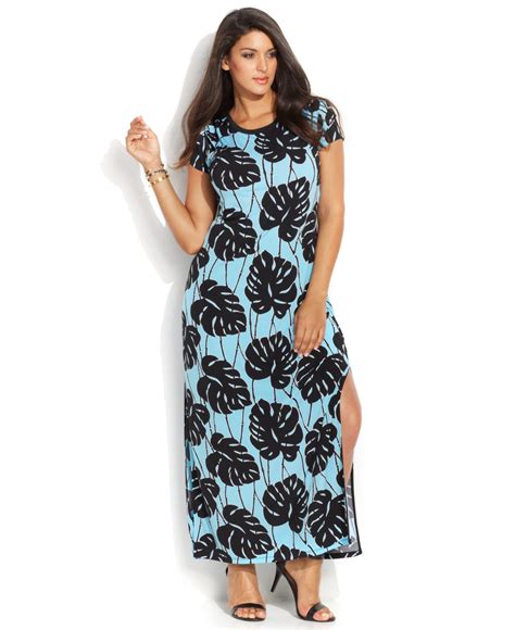 Lyst Michael Kors Michael Plus Size Short Sleeve Leaf Print Maxi