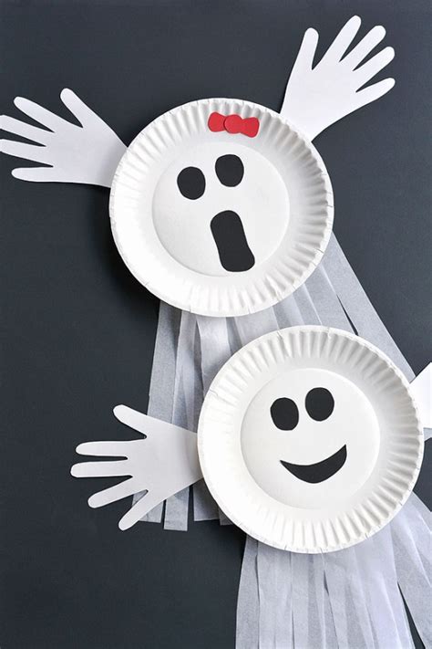 How To Make A Paper Plate Ghost Ghost Handprint Craft