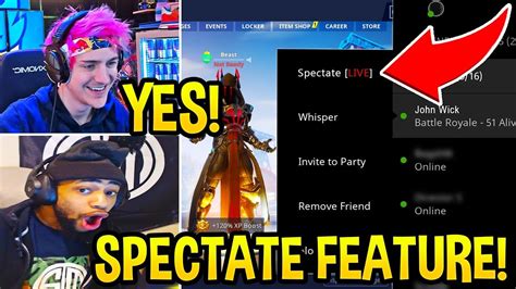 Streamers React To New Live Spectate Feature In Fortnite