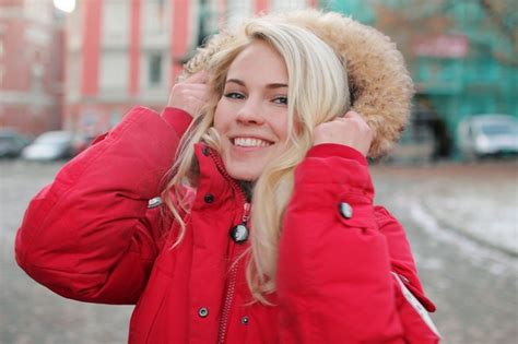 Women Smiling Face Blonde Jacket Looking At Viewer Norwegian Street Emilie Marie Nereng